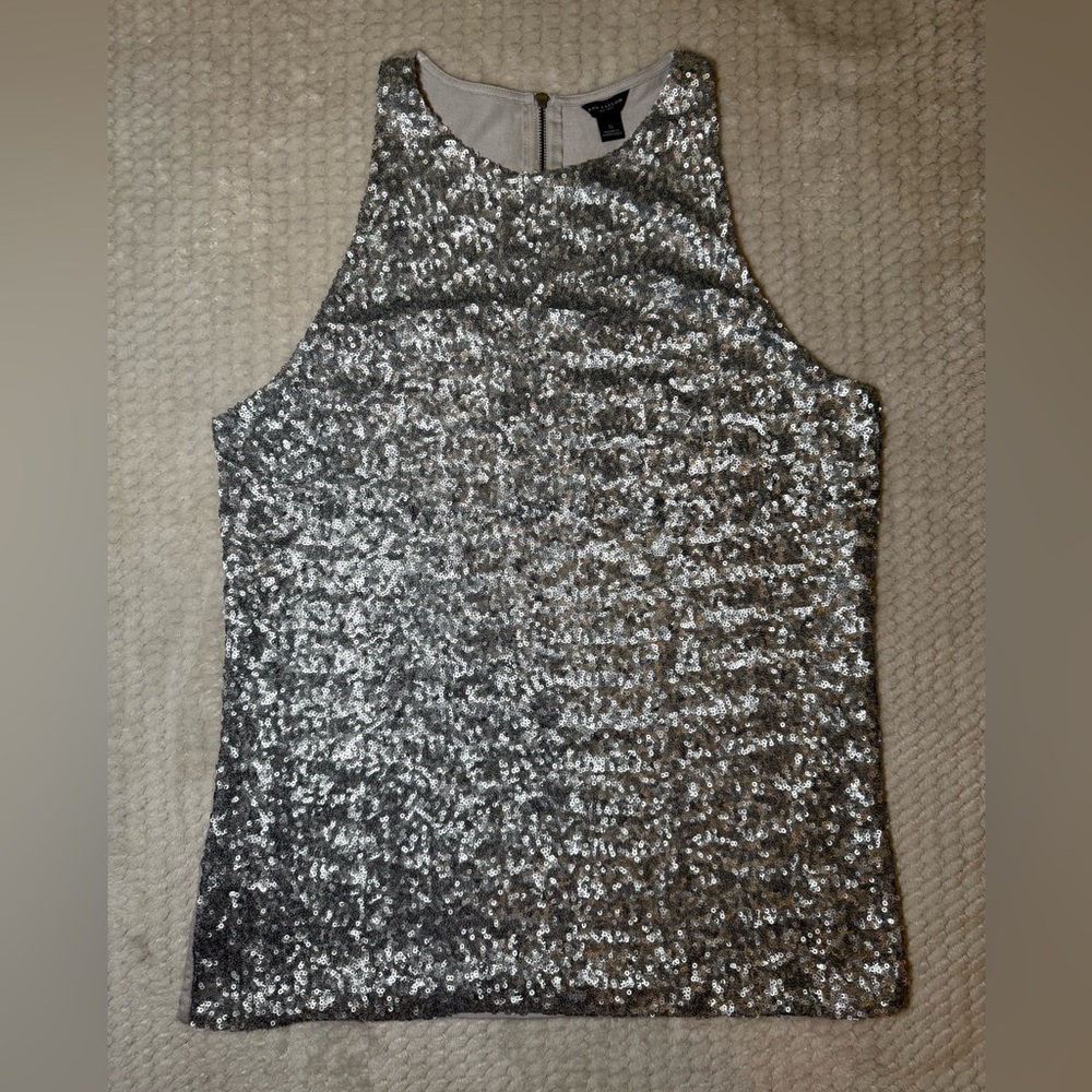 Ann Taylor Silver Sequin Halter Camisole